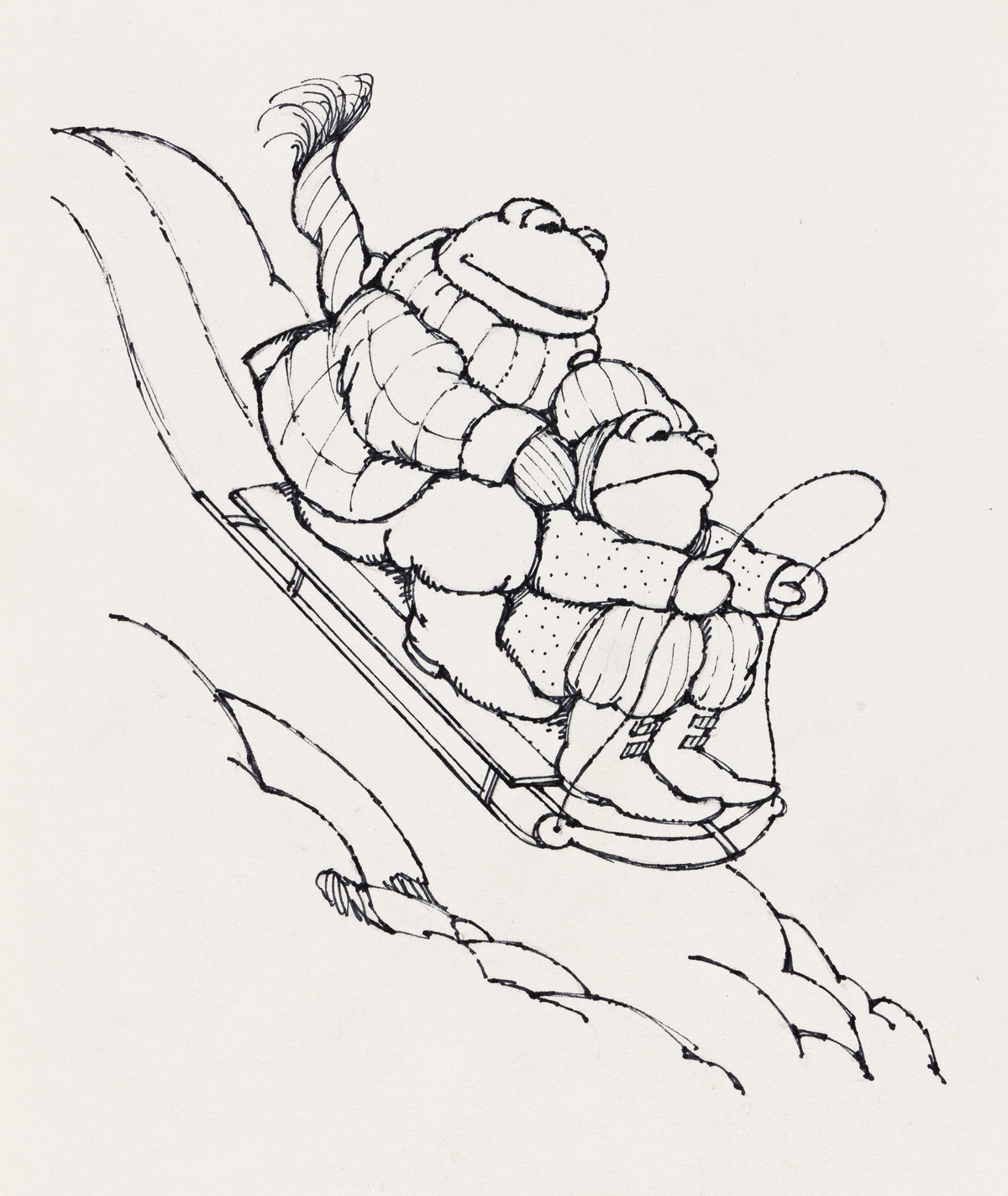 ARNOLD LOBEL (1933-1987) The sled began to move down the hill. [CHILDRENS]